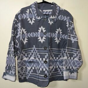 Woolrich Women’s Wool Geometric Patterned Reversible Jacket Large